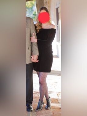 Zara Classic Black Off-Shoulder Velvet Shift Dress